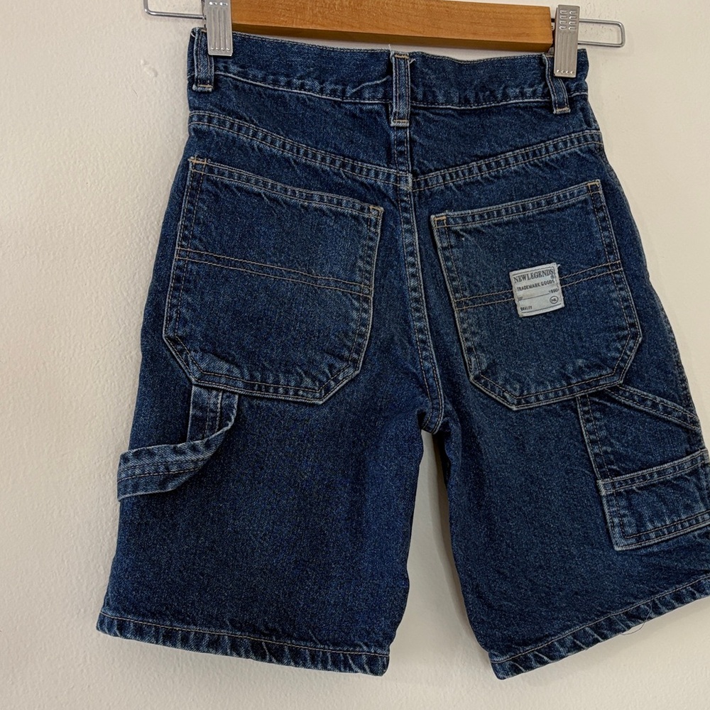 Vintage 90s Boys Carpenter Denim Shorts Patch Pockets Hammer Loop Skater Y2K 8